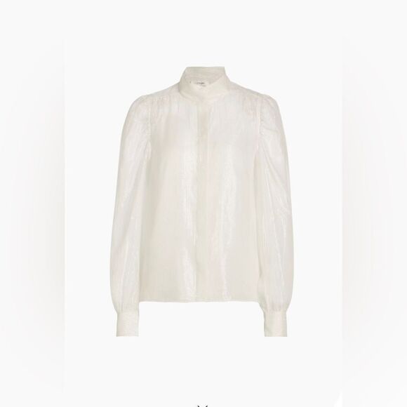 Frame Silk-Blend Long-Sleeve Blouse size M - Picture 6 of 14